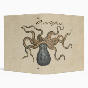 Octopus Kraken Vintage Illustration Binder