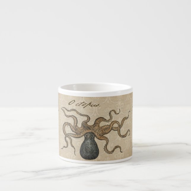 Octopus Kraken Vintage Illustration Espresso Cup (Front)