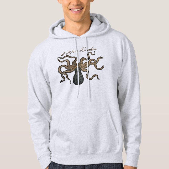 Octopus Kraken Vintage Illustration Hoodie (Front)