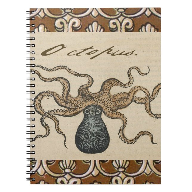 Octopus Kraken Vintage Illustration Notebook (Front)