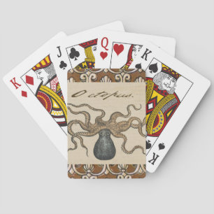 Octopus Kraken Vintage Illustration Playing Cards