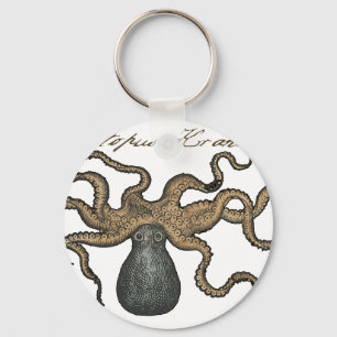 Octopus Kraken vintage Print illustration Art Keychain