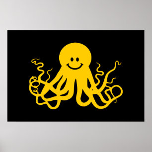 Octopus / Kraken Yellow Poster