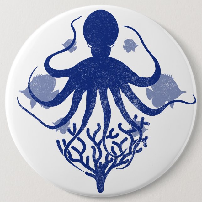 Octopus (light background) 6 inch round button (Front)