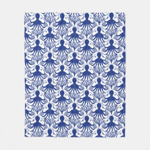 Octopus (light background) fleece blanket