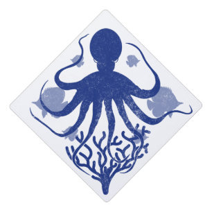 Octopus (light background) graduation cap topper