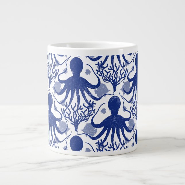 Octopus (light background) large coffee mug (Front)