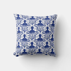 Octopus (light background) throw pillow