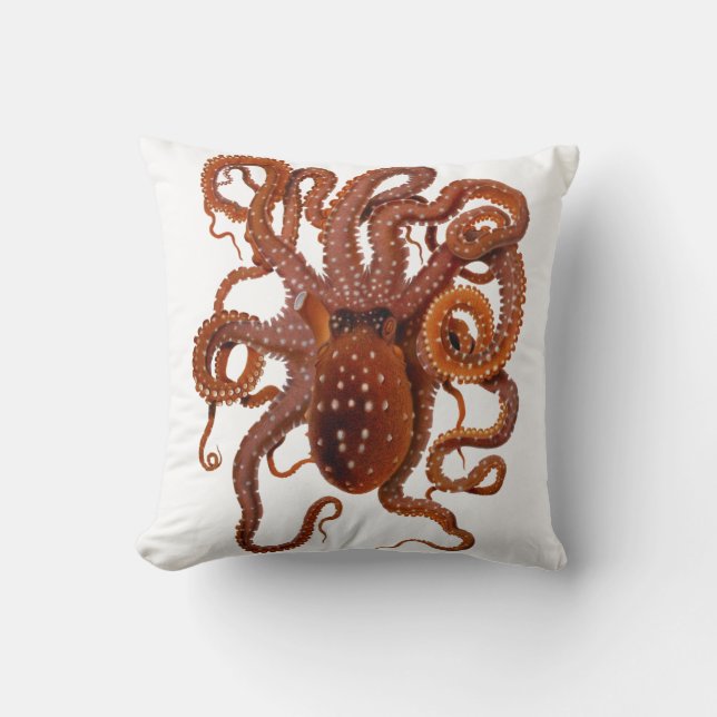 Octopus Macropus Atlantic White Spotted Octopus Throw Pillow (Front)