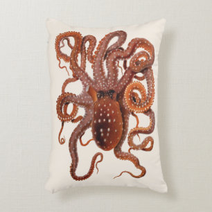 Octopus Macropus, Vintage Marine Aquatic Animals Accent Pillow