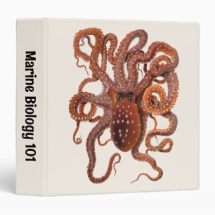 Octopus Macropus, Vintage Marine Aquatic Animals Binder