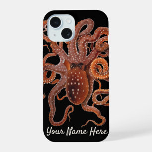 Octopus Macropus, Vintage Marine Aquatic Animals iPhone 15 Case