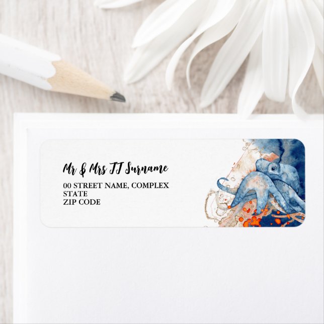 Octopus marine sea creatures orange blue nautical  (Insitu)