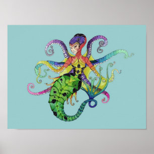 Octopus Mermaid Poster print