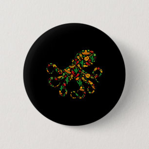 Octopus Mexican Sombrero Maracas Mexico Guitar Cin 2 Inch Round Button