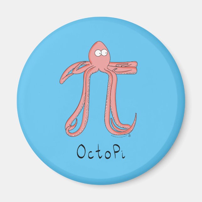 Octopus mignonne Math Pi Day Magnet (Devant)