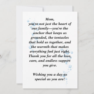 Octopus mothers day thank you card