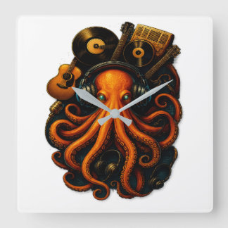 "Octopus Music Wall Clock – Steampunk Art Decor wi
