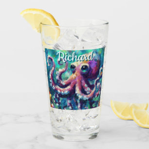 Octopus Nautical Beach Coastal Personalized Glass