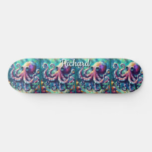 Octopus Nautical Beach Coastal Personalized Skateboard