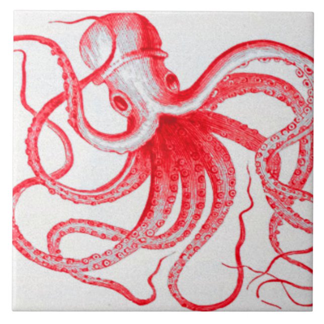 Octopus Nautical Steampunk Vintage Kraken Monster Tile (Front)