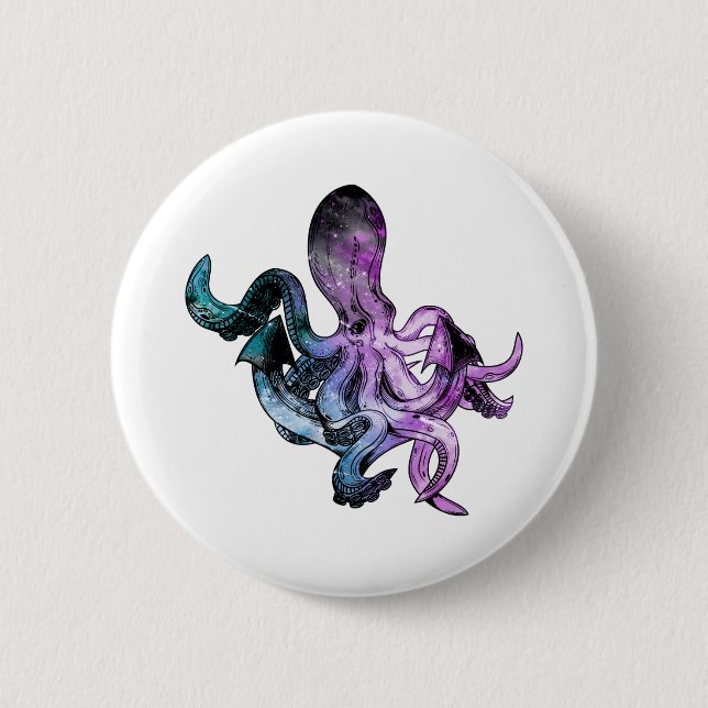 Octopus neon 2 inch round button (Front)