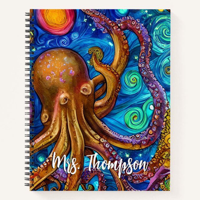 Octopus Ocean Sea Animal Personalized Name Notebook (Front)