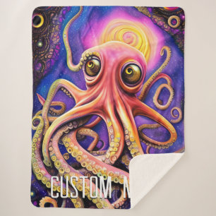 Octopus Ocean Sea Squid Animal Aquatic Sherpa Blanket