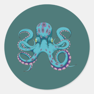 Octopus octopus classic round sticker