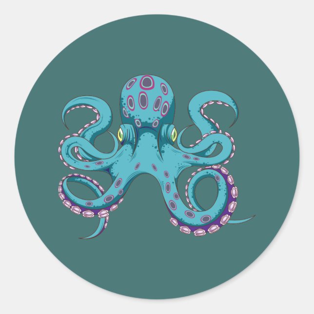 Octopus octopus classic round sticker (Front)