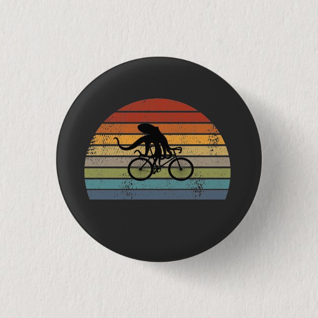 Octopus - Octopus Riding Bicycle 1 Inch Round Button (Front)