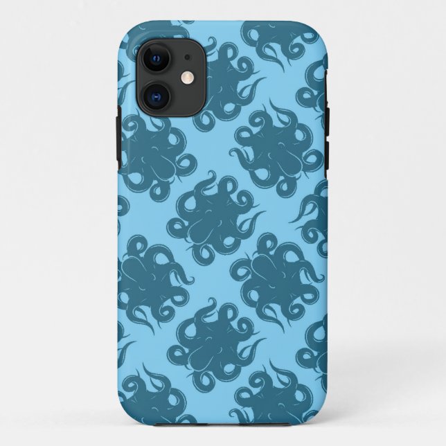 Octopus On Blue Pattern Case-Mate iPhone Case (Back)