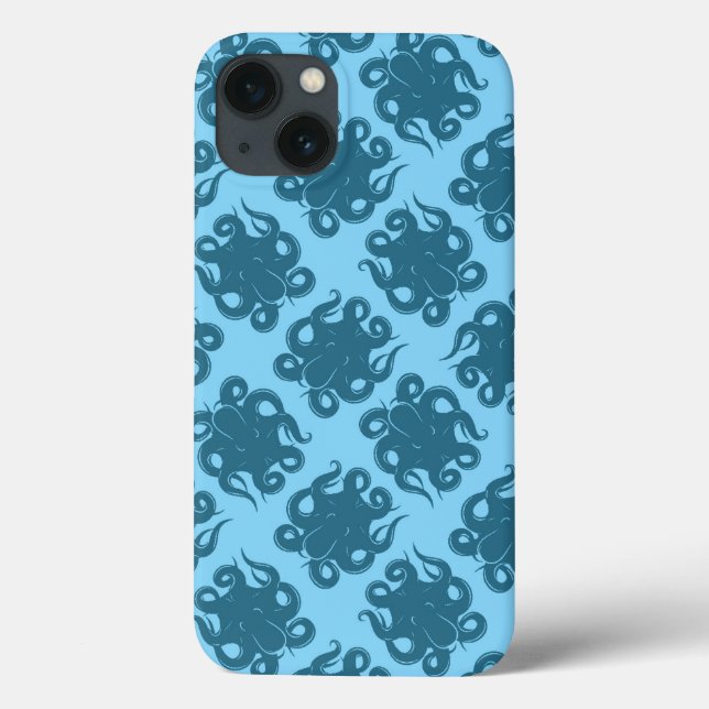 Octopus On Blue Pattern Case-Mate iPhone Case (Back)