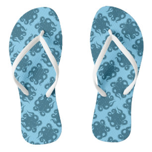 Octopus On Blue Pattern Flip Flops