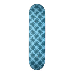 Octopus On Blue Pattern Skateboard