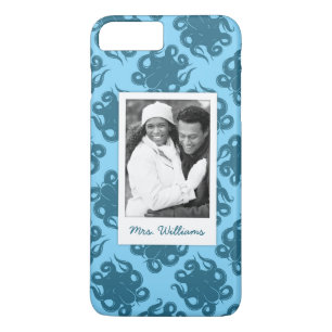 Octopus On Blue Pattern   Your Photo & Name Case-Mate iPhone Case