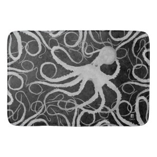 Octopus on Dark Grey ll - Large Bath Mat