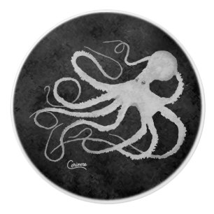 Octopus on Dark Grey R - Knob