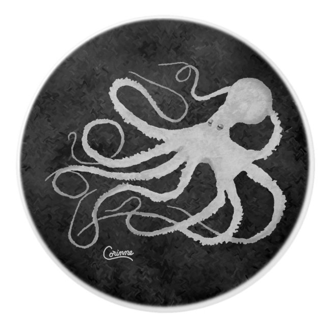 Octopus on Dark Grey R - Knob (Front)
