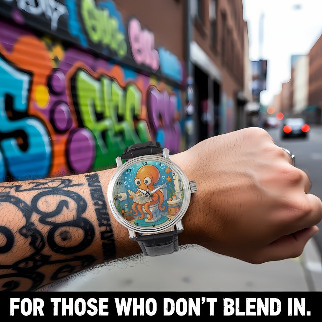 Octopus on Toilet Humourous Funny Bathroom Setting Watch (Creator Uploaded)