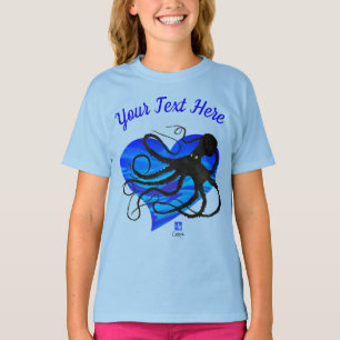 Octopus on Two Tone Blue ❤ - Basic Long Sleeve Tee