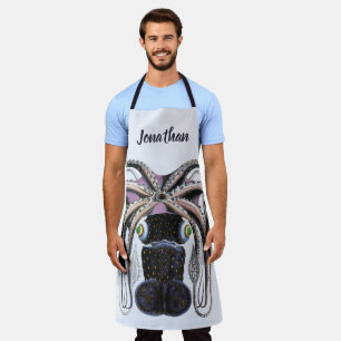 Octopus or Giant Squid, Vintage Marine Life Animal Apron
