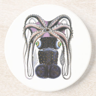 Octopus or Giant Squid, Vintage Marine Life Animal Coaster