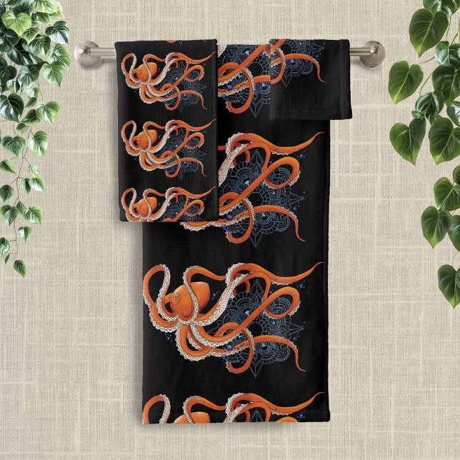 Octopus Orange Mandala bleu (Créateur téléchargé)