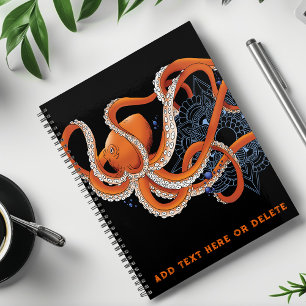 Octopus Orange Mandala bleu