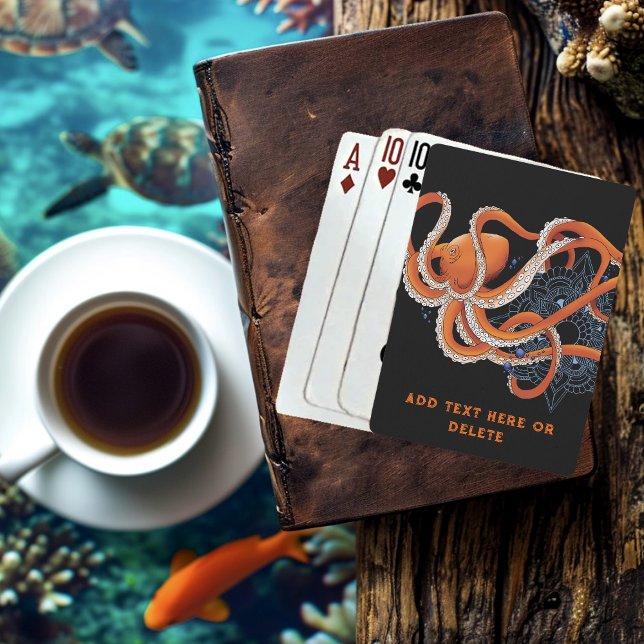 Octopus Orange Mandala Blue Playing Cards (Creator Uploaded)