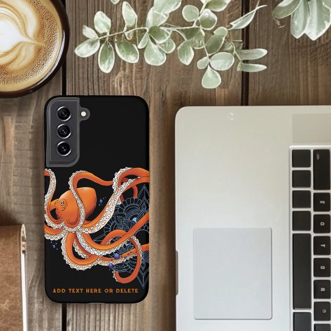 Octopus  Orange Mandala Blue Samsung Galaxy S22+ Case (Creator Uploaded)
