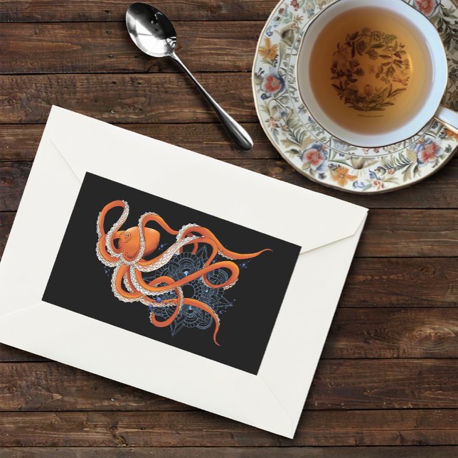 Octopus Orange Mandala Blue Sticker (Creator Uploaded)