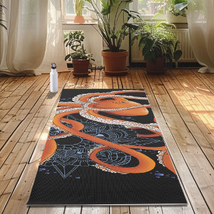 Octopus Orange Mandala Blue Yoga Mat