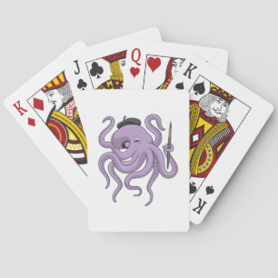 Octopus Painter Paint brush Playing Cards